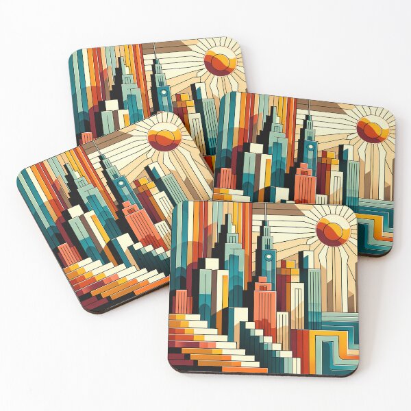 Item preview, Geometric City Skyline at Sunset designed and sold by InkSmithery.