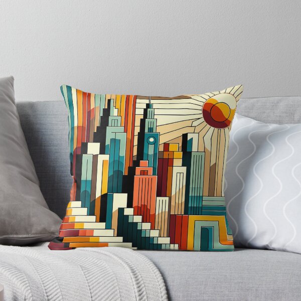 Item preview, Geometric City Skyline at Sunset designed and sold by InkSmithery.
