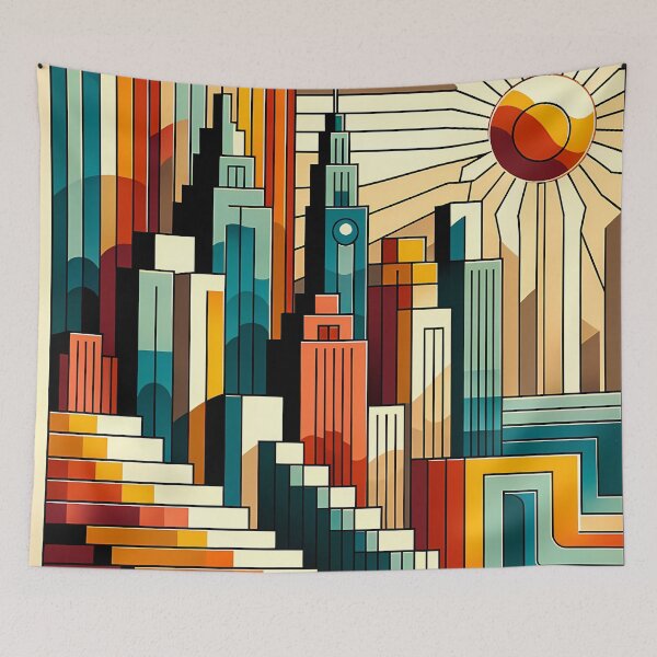 Item preview, Geometric City Skyline at Sunset designed and sold by InkSmithery.