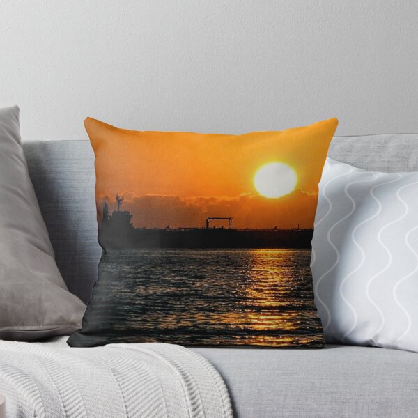 Item preview, Golden Sunset Over Ocean Cargo Ship Silhouette - Minimalist Seascape Photography designed and sold by WhyNotZuK.