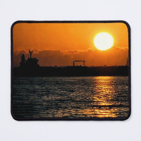 Item preview, Golden Sunset Over Ocean Cargo Ship Silhouette - Minimalist Seascape Photography designed and sold by WhyNotZuK.
