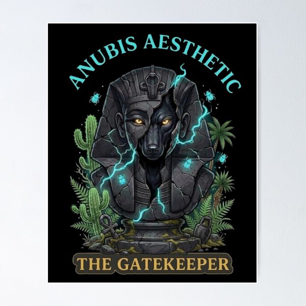 Item preview, Anubis Aesthetic: The Gatekeeper - Surreal Egyptian Pharaoh & Jackal designed and sold by ArtisticlyVibes.
