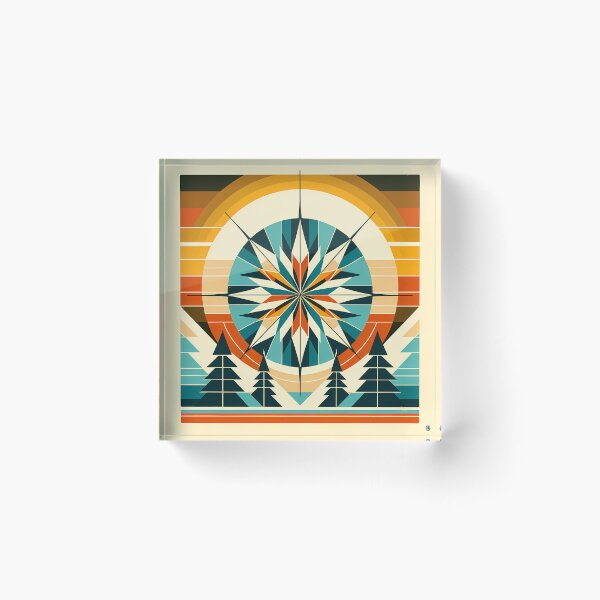 Item preview, Geometric Snowflake Over Winter Pines designed and sold by InkSmithery.