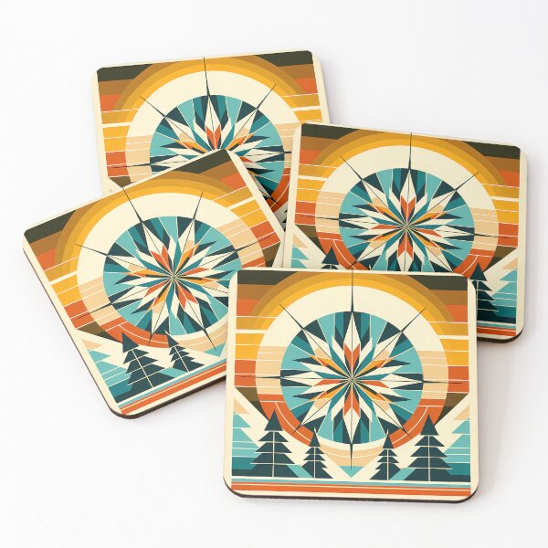 Item preview, Geometric Snowflake Over Winter Pines designed and sold by InkSmithery.