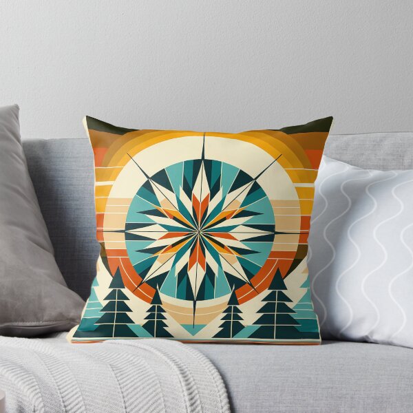 Item preview, Geometric Snowflake Over Winter Pines designed and sold by InkSmithery.