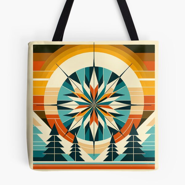 Item preview, Geometric Snowflake Over Winter Pines designed and sold by InkSmithery.