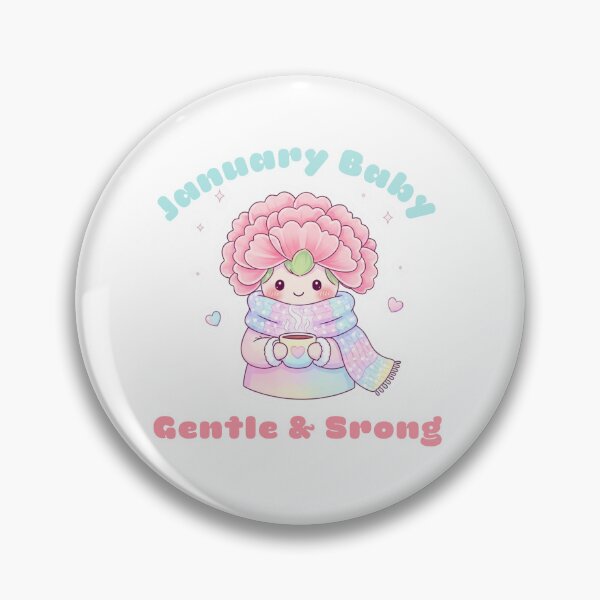 Item preview, Cute Kawaii Pastel Carnation Flower Character - January Birthday Baby designed and sold by Tiny Zoom.