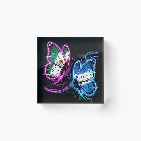 Item preview, Neon Butterfly Duo Latin Pride Digital Art Print Cyber Glow Wings Fantasy Design designed and sold by graphixpolash.