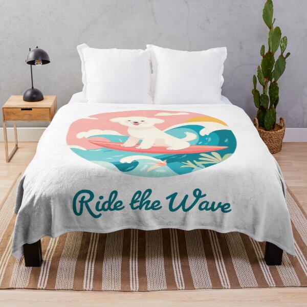 Item preview, Ride the Wave – Cute Surfing Dog Illustration designed and sold by BobaBunny76.