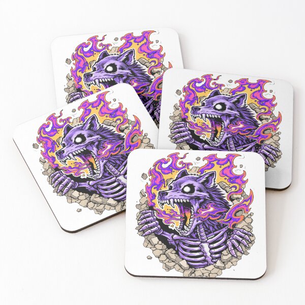 Item preview, Flaming Skeleton Wolf Breaking Wall Art designed and sold by ZenvyraLab.