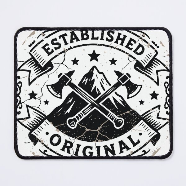 Item preview, Vintage distressed shield emblem design with bold retro typography reading ADVENTURE AWAITS on banner designed and sold by Dejbar.