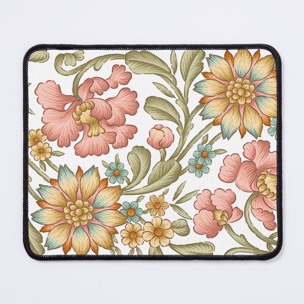 Item preview, Vintage Floral Border Aesthetic - Pink and Gold Botanical Pattern designed and sold by Artsy Corner.
