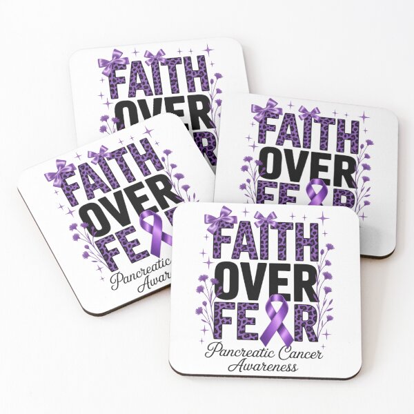 Item preview, Pancreatic Cancer Faith Over Fear Coquette Preppy Awareness Purple Ribbon Bible designed and sold by Moon-Ape.