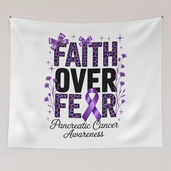 Item preview, Pancreatic Cancer Faith Over Fear Coquette Preppy Awareness Purple Ribbon Bible designed and sold by Moon-Ape.