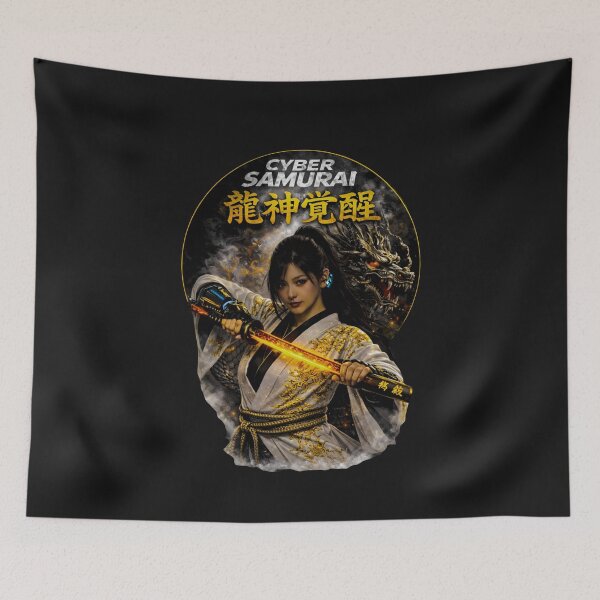 Item preview, Cyber Samurai Dragon Awakening – Japanese Warrior Katana Art, Gold Dragon Spirit, Neo Japan Aesthetic designed and sold by Dragon-Samurai.