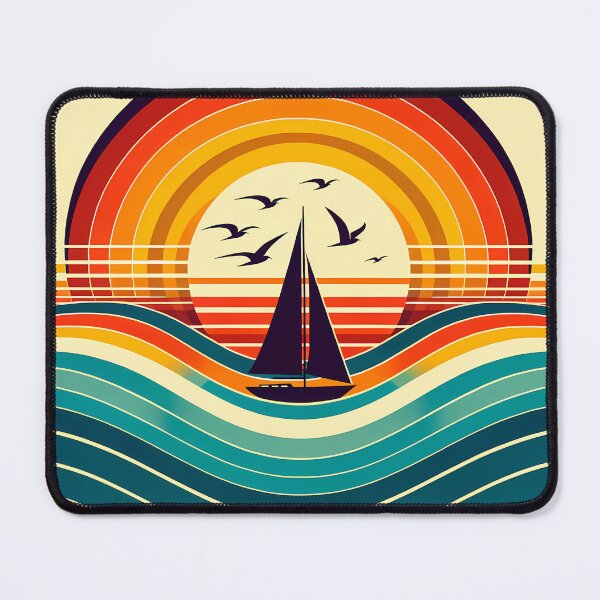 Item preview, Retro Sailboat Sunset Waves designed and sold by InkSmithery.