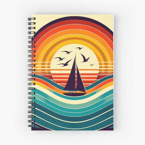 Item preview, Retro Sailboat Sunset Waves designed and sold by InkSmithery.
