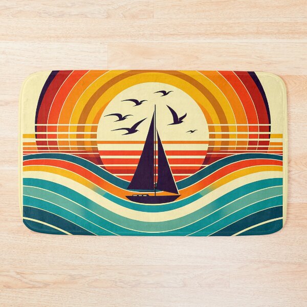 Item preview, Retro Sailboat Sunset Waves designed and sold by InkSmithery.
