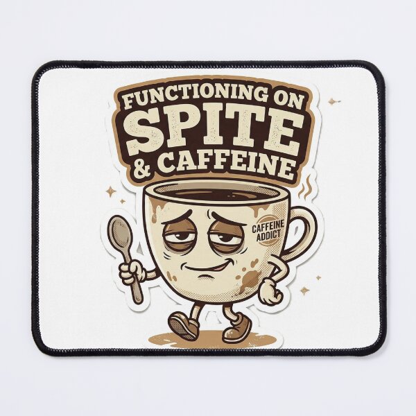 Item preview, Functioning On Spite And Caffeine Sticker | Funny  Coffee Sarcasm Burnout Sticker designed and sold by ChaosAndChill.
