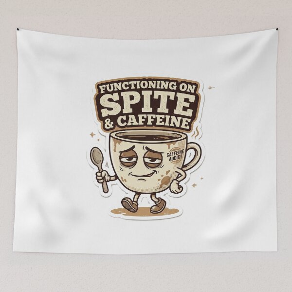 Item preview, Functioning On Spite And Caffeine Sticker | Funny  Coffee Sarcasm Burnout Sticker designed and sold by ChaosAndChill.