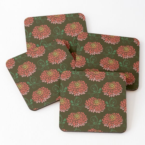 Item preview, Mid-Century Modern Chrysanthemum Pattern - Earthy Floral Art designed and sold by Artsy Corner.