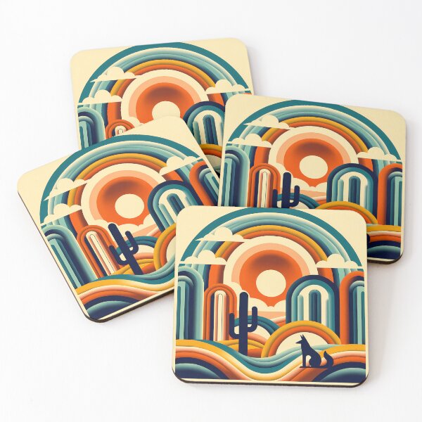 Item preview, Geometric Desert Sunset with Fox and Cactus designed and sold by InkSmithery.