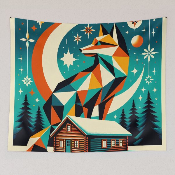 Item preview, Geometric Fox Moon Winter Scene designed and sold by InkSmithery.