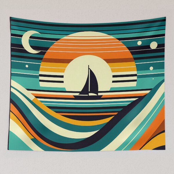 Item preview, Geometric Sunset Sailboat designed and sold by InkSmithery.