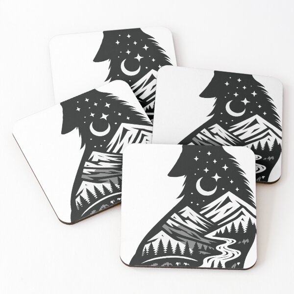Item preview, Black vector silhouette of a lone wolf howling upward, inside the wolf silhouette  designed and sold by Dejbar.