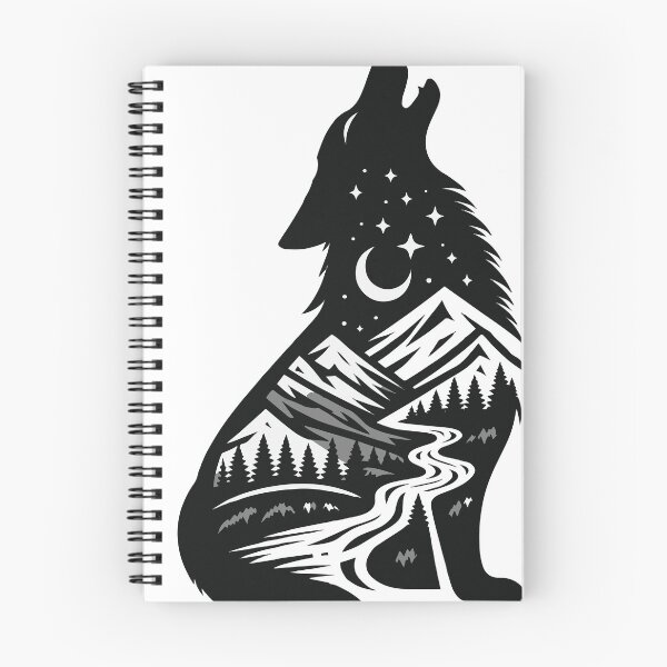 Item preview, Black vector silhouette of a lone wolf howling upward, inside the wolf silhouette  designed and sold by Dejbar.