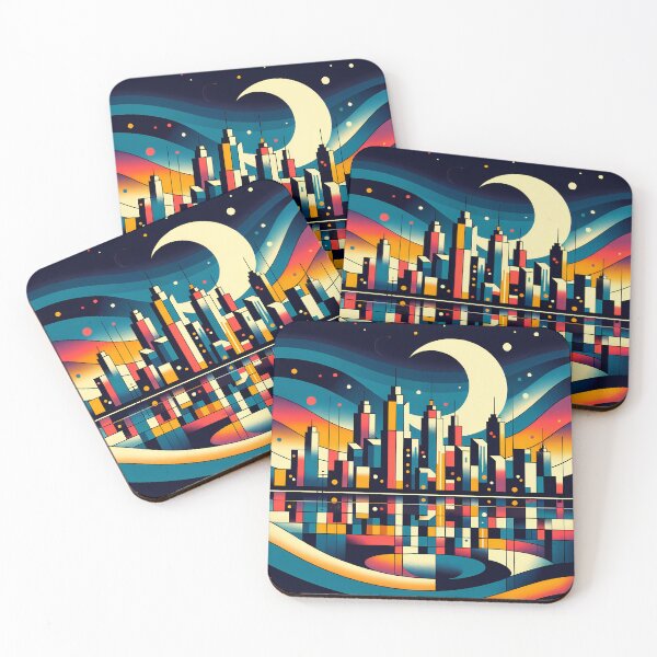 Item preview, Moonlit Geometric Cityscape designed and sold by InkSmithery.