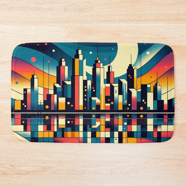 Item preview, Moonlit Geometric Cityscape designed and sold by InkSmithery.