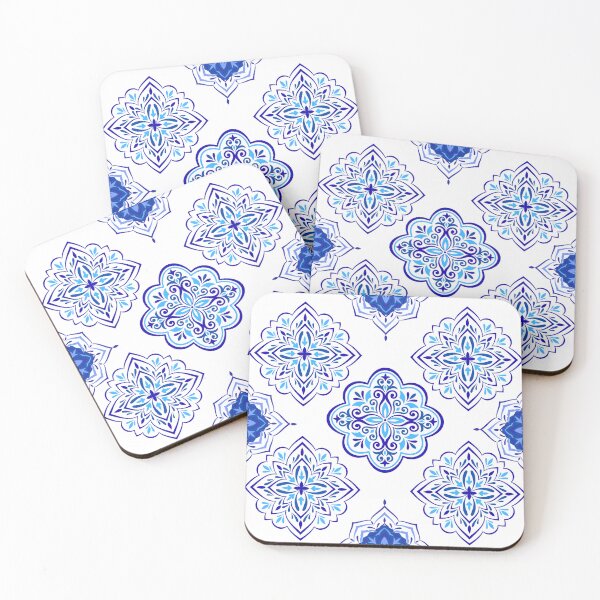 Item preview, Blue and White Floral Geometric Tile Pattern-Oriental Style Abstract Elegant Design designed and sold by CreativeCanvas8.