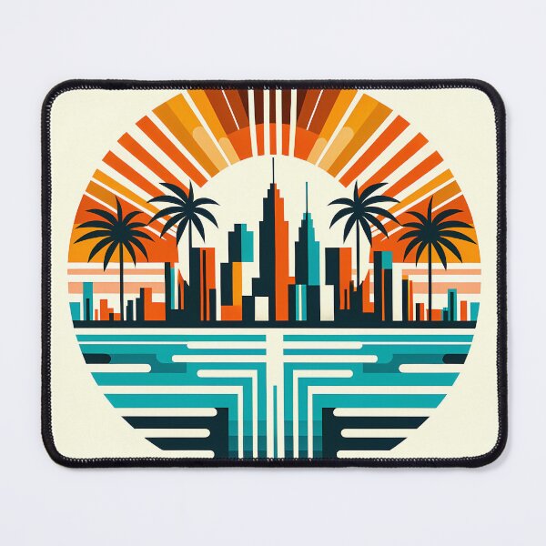 Item preview, Retro Neon City Sunset with Palms designed and sold by InkSmithery.