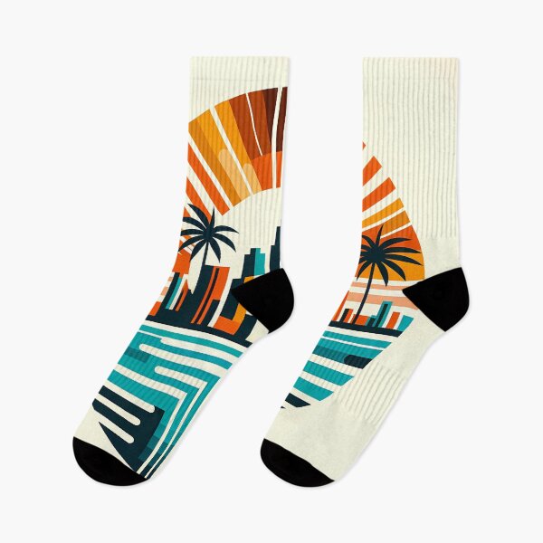 Item preview, Retro Neon City Sunset with Palms designed and sold by InkSmithery.