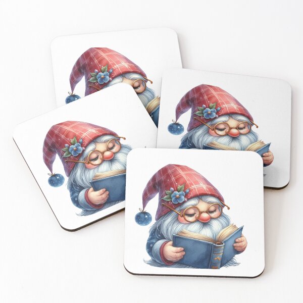Item preview, Reading Christmas Gnome Watercolor Winter designed and sold by KrisGraphic45.
