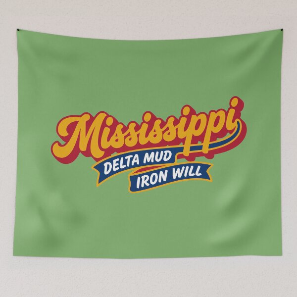 Item preview, Vintage Mississippi Retro Fat Script Delta Mud Iron Will Vector Art designed and sold by Cozy-Old-Pub.