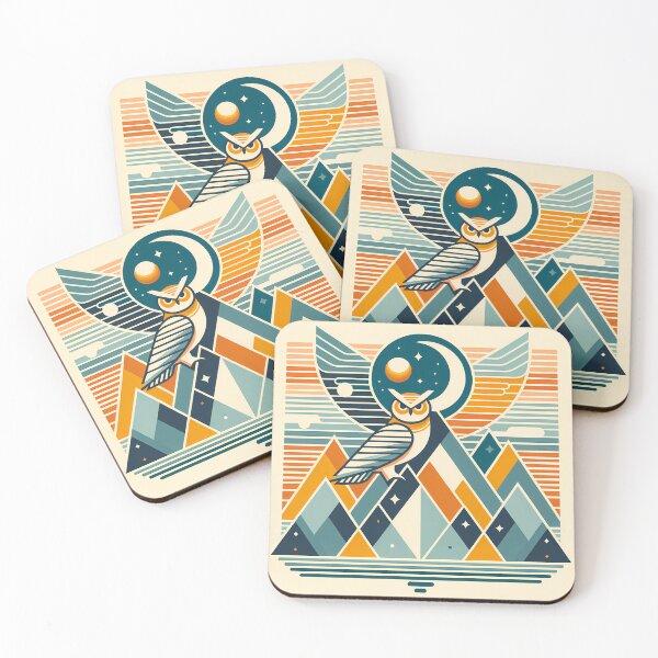 Item preview, Geometric Owl Moon Over Mountains designed and sold by InkSmithery.