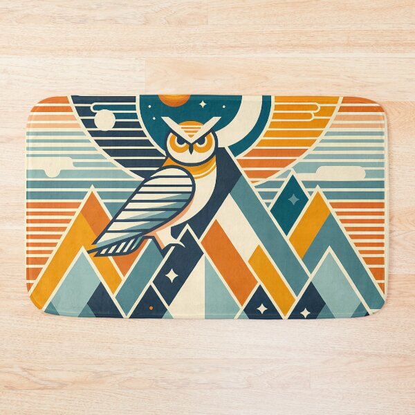 Item preview, Geometric Owl Moon Over Mountains designed and sold by InkSmithery.