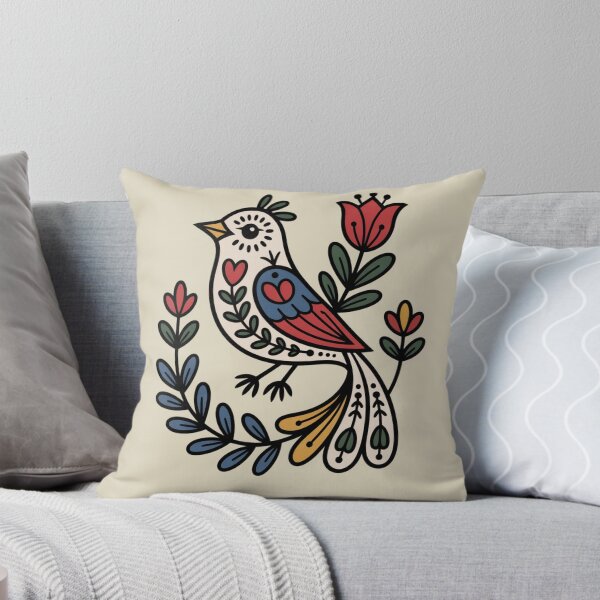 Item preview, scandinavian folk art - nordic folk art - Swedish dala - botanical - geometric animal - whimsical nature - boho folk art - nordic botanical - Dala-Inspired designed and sold by JansenGS.
