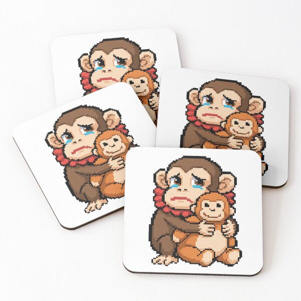 Item preview, Punch Sad Pixel Monkey Hugging Toy designed and sold by LessSugar.
