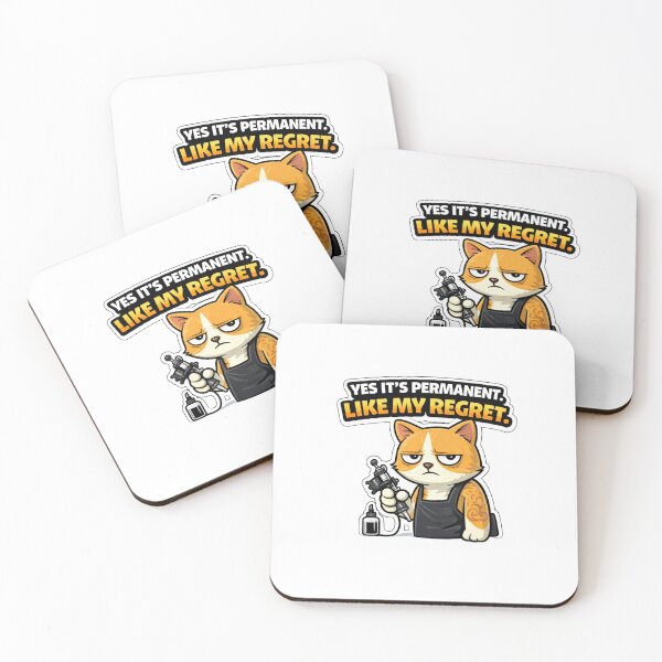 Item preview, Yes It’s Permanent. Like My Regret. — Tattoo Artist Cat Sticker designed and sold by Gentlestate.