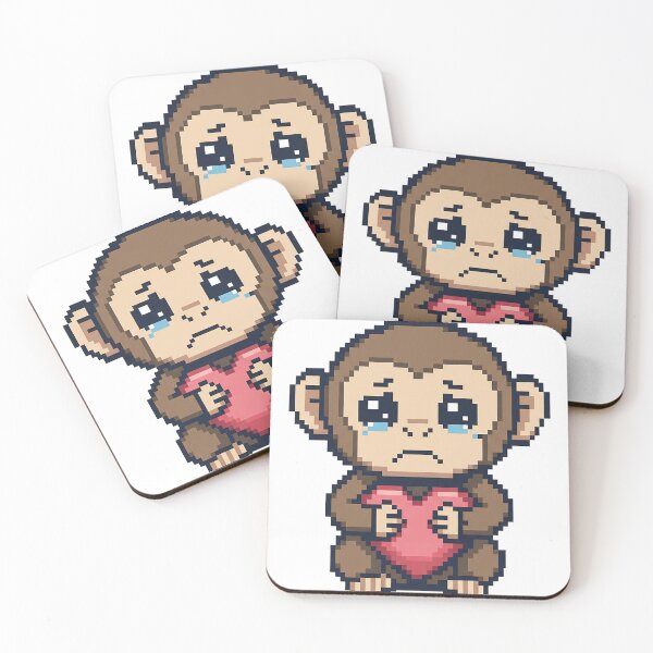 Item preview, Punch Sad Pixel Monkey Holding A Heart designed and sold by LessSugar.