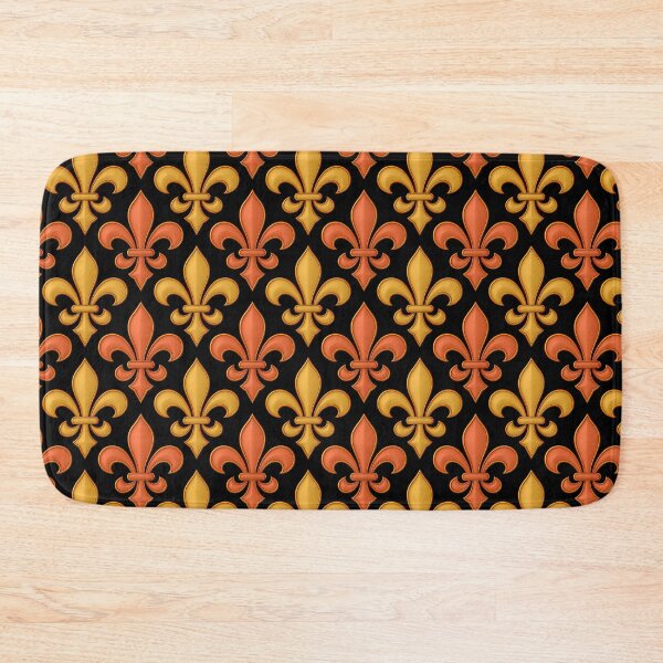 Artikelvorschau, Schwarz-orange-gelbes Fleur-de-lis-Design entworfen und verkauft von PatternTitan.