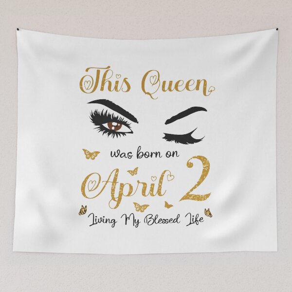 Item preview, This Queen Was Born April 2 Blessed Birthday Girl Design designed and sold by kiralynstration.