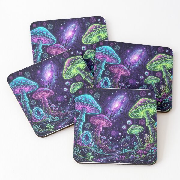 Item preview, Psychedelic Neon Mushroom Forest - Trippy Cosmic Galaxy Art designed and sold by ArtisticlyVibes.