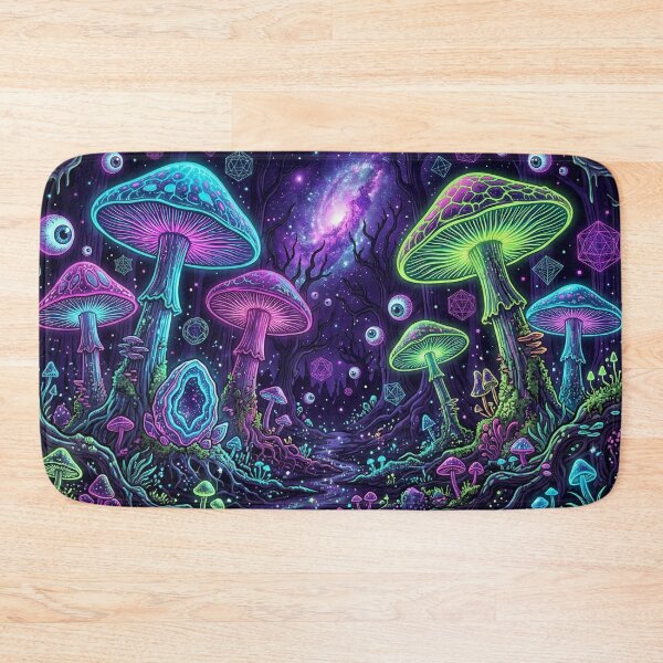 Item preview, Psychedelic Neon Mushroom Forest - Trippy Cosmic Galaxy Art designed and sold by ArtisticlyVibes.