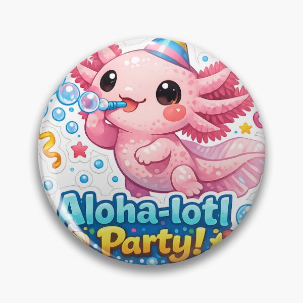 Item preview, Aloha-lotl Party – Cute Axolotl Birthday Sticker | Kawaii Underwater Celebration Art designed and sold by SparkVault.