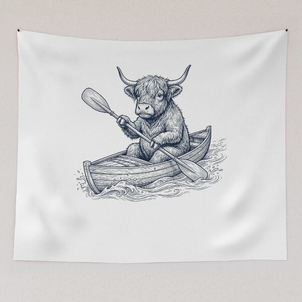Item preview, Vintage Highland Cow Kayaking Water Sports Animal Lover designed and sold by DoodleTortle.