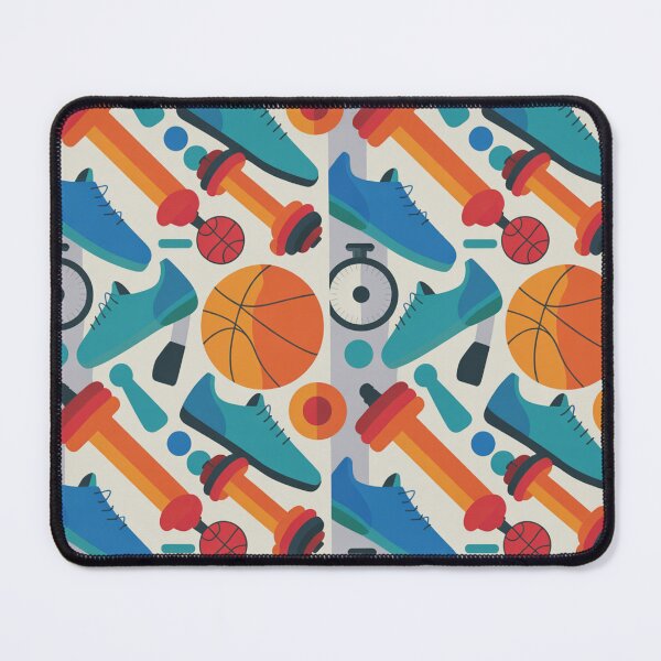 Item preview, Sporty Gym Seamless Pattern – Dumbbells, Sneakers & Basketballs designed and sold by Midnight Veil Designs.